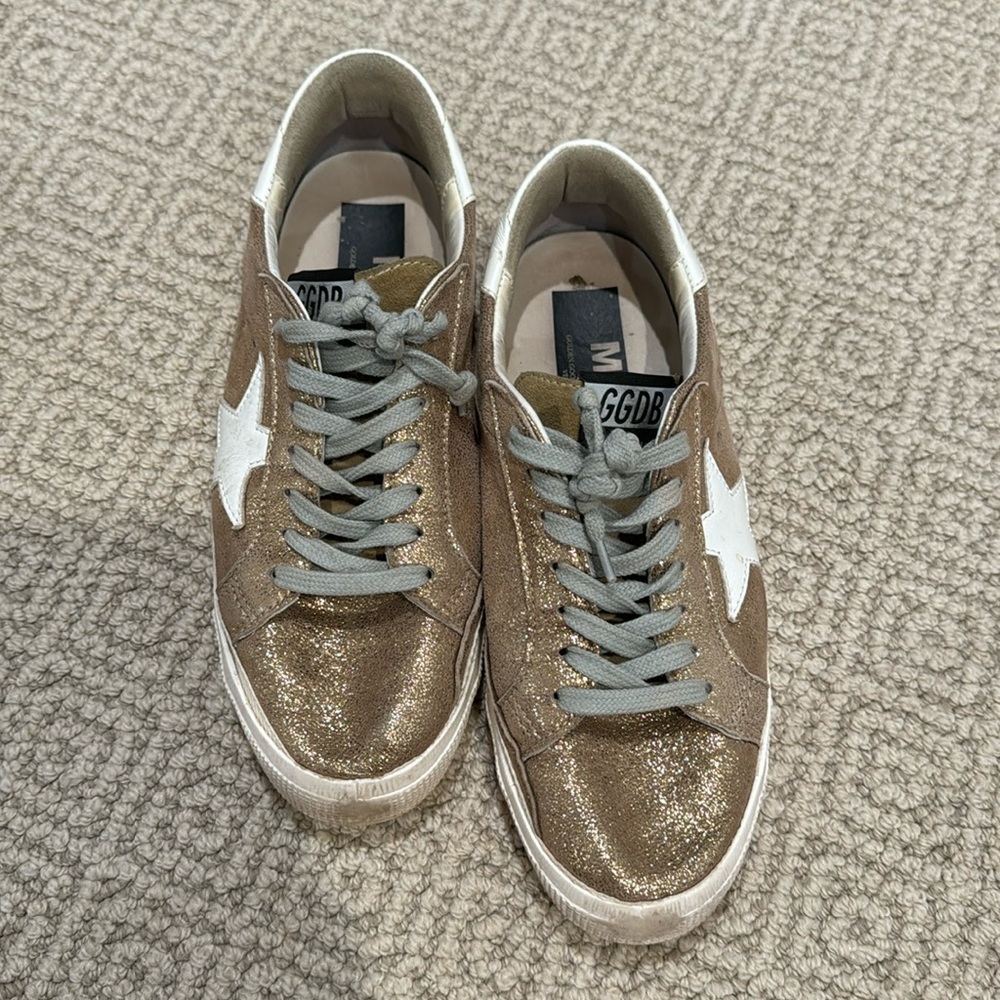 Golden Goose Glitter Sneakers - Gold and White